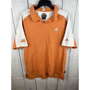 Adidas Vintage‎ Orange White Color Block Athletic Golf Polo Shirt CBS Sports Med